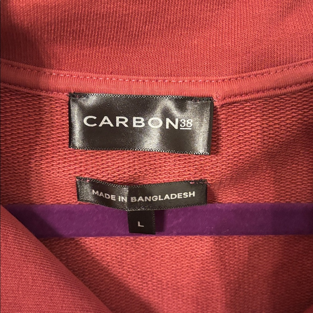 Carbon38 Ombré Half Zip Organic Cotton Blend Horseshoe Pullover Sweatshirt - Picture 3 of 5